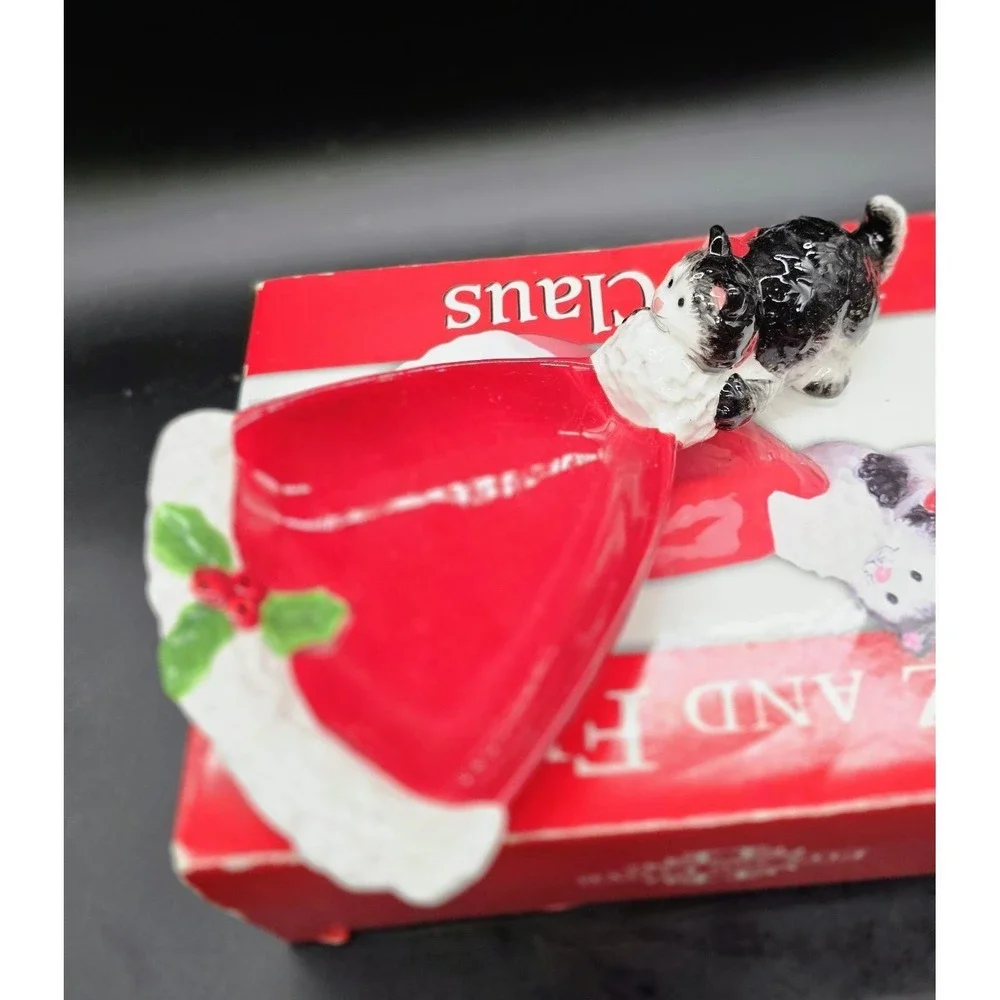 Fitz and Floyd Kitty Claus Tidbit Dish‎ New in Box Red Hat